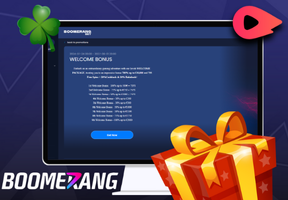 Boomerang.bet welcome bonus page